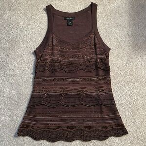WHBM Tiered Brown Knit and Copper Metallic Tank. Size XS